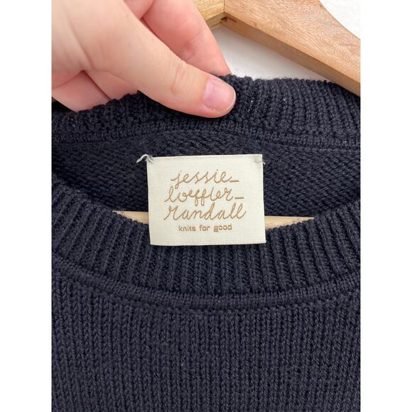 Jessie Loeffler Randall Puff Sleeve Highland Wool Crop Crew Neck Sweater Medium - Picture 4 of 8